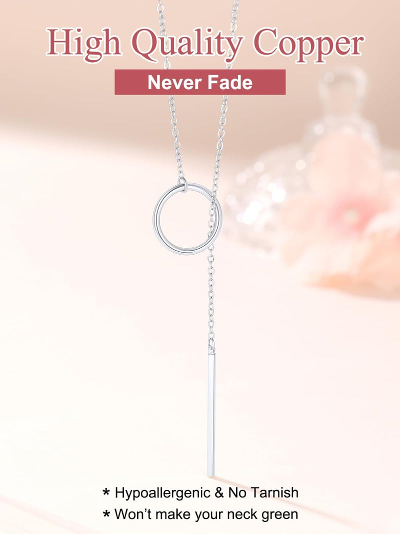 FOCALOOK Long Necklaces for Women Drop Vertical Bar Pendant Lariat Y Necklace 28inch/73cm - Image 5